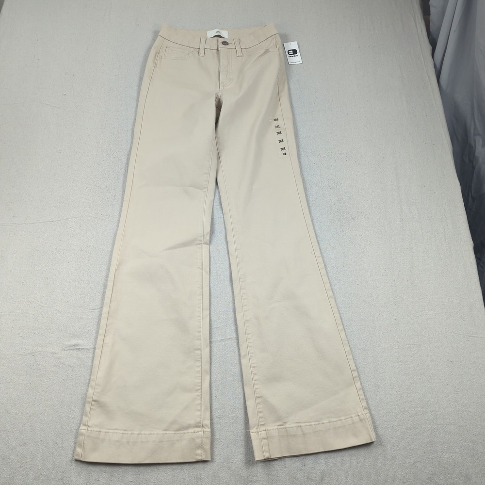 BKE Pants Womens 26 Khaki Long Flare Stretch Casual Preppy Office
